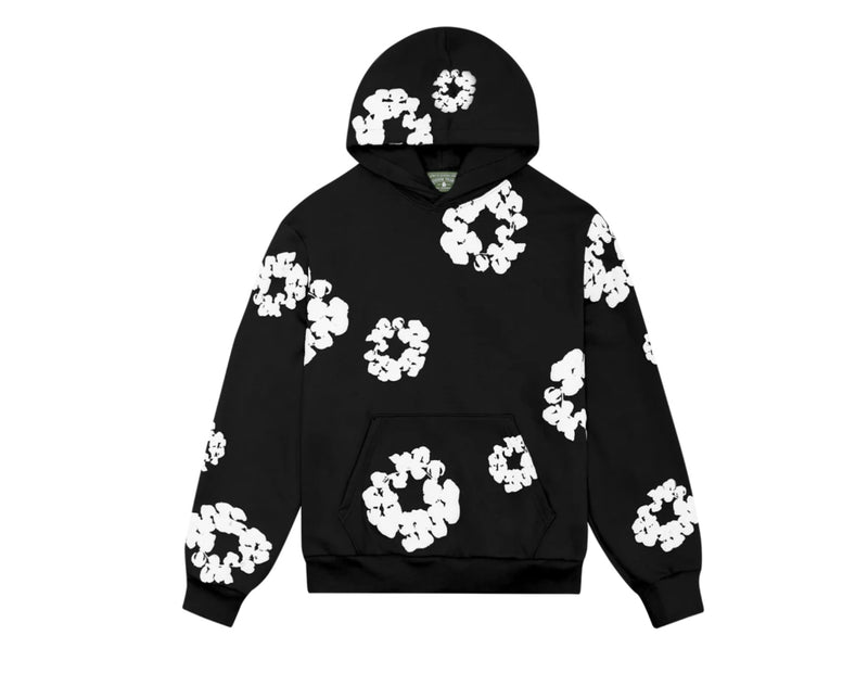 Cotton Wreath Hoodie Black