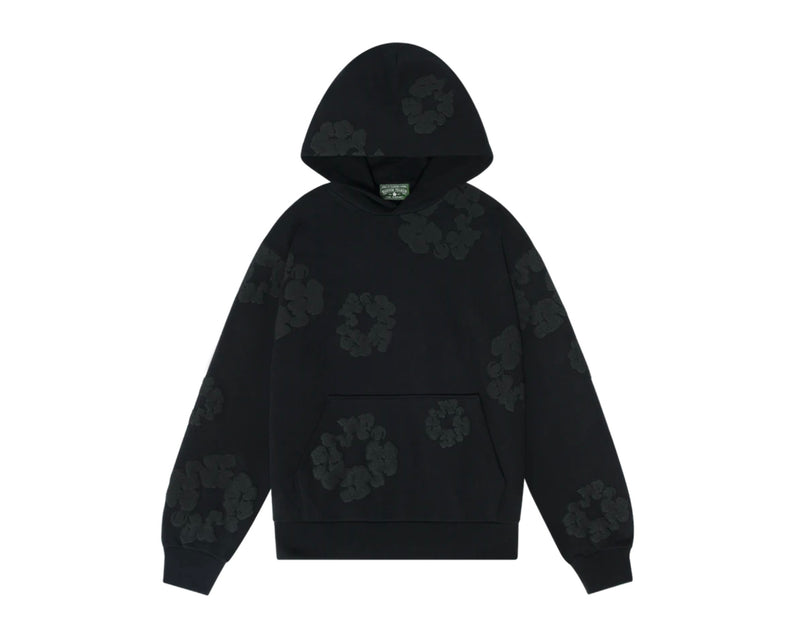 Cotton Wreath Hoodie Black